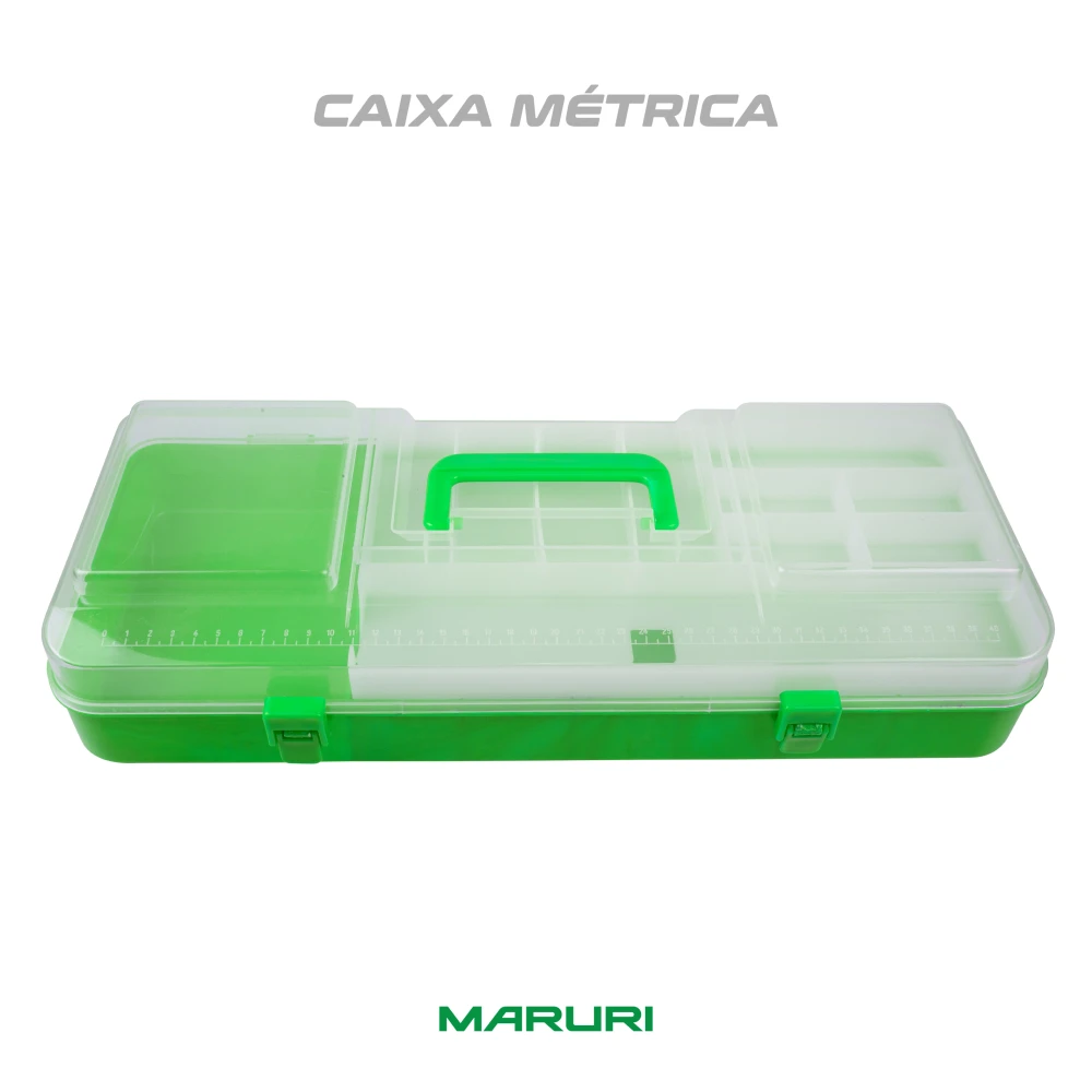 Caixa MÉTRICA #Verde 18 divi. bandeija e alça 45 x 17 x 9cm